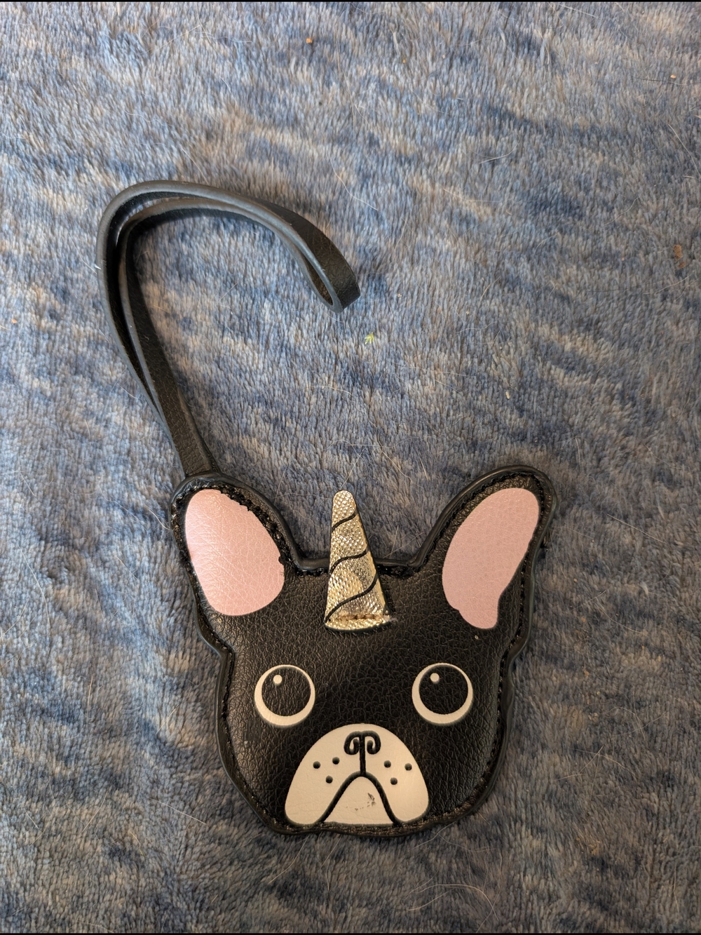 Betsey Johnson Leather Black Unicorn French Bulldog Bag Charm